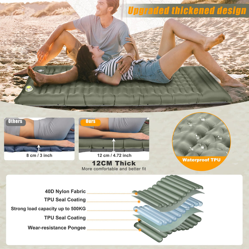 Electric Self Inflating Sleeping Pad with Pillow, 4.72 in Thick photo 2