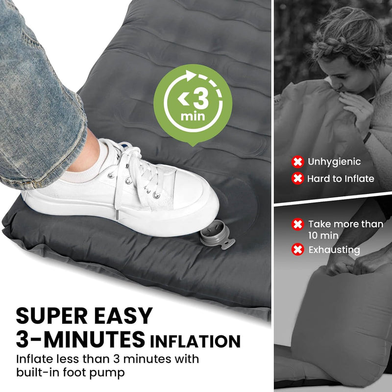 Double Sleeping Pad for Camping, 4.7 Inch Thick, 2 Person photo 3