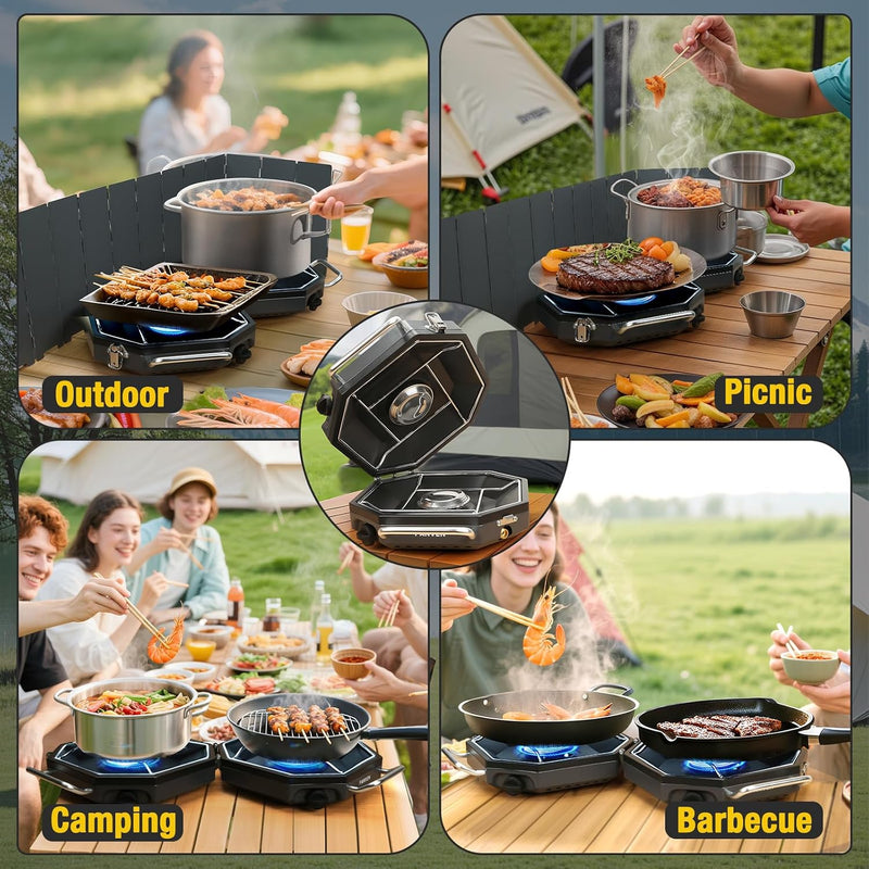 2-Burner Propane Camp Stove, 20,000 BTU with Windscreen photo 6
