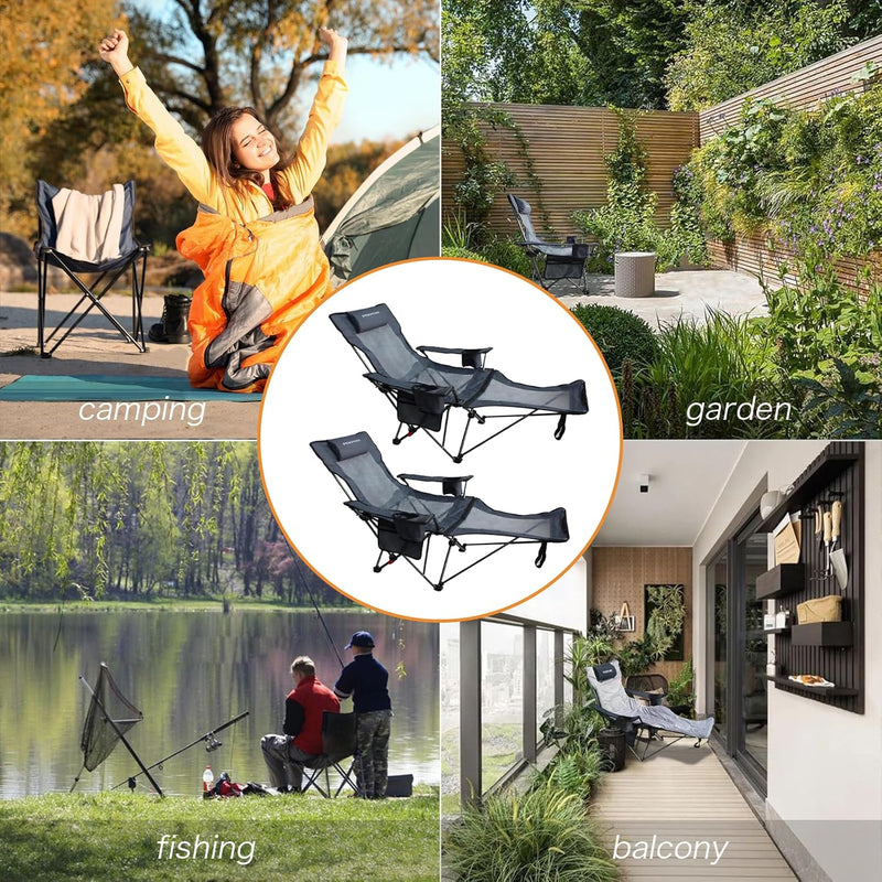 Reclining Camping Chair with Removable Footrest and Headrest photo 15
