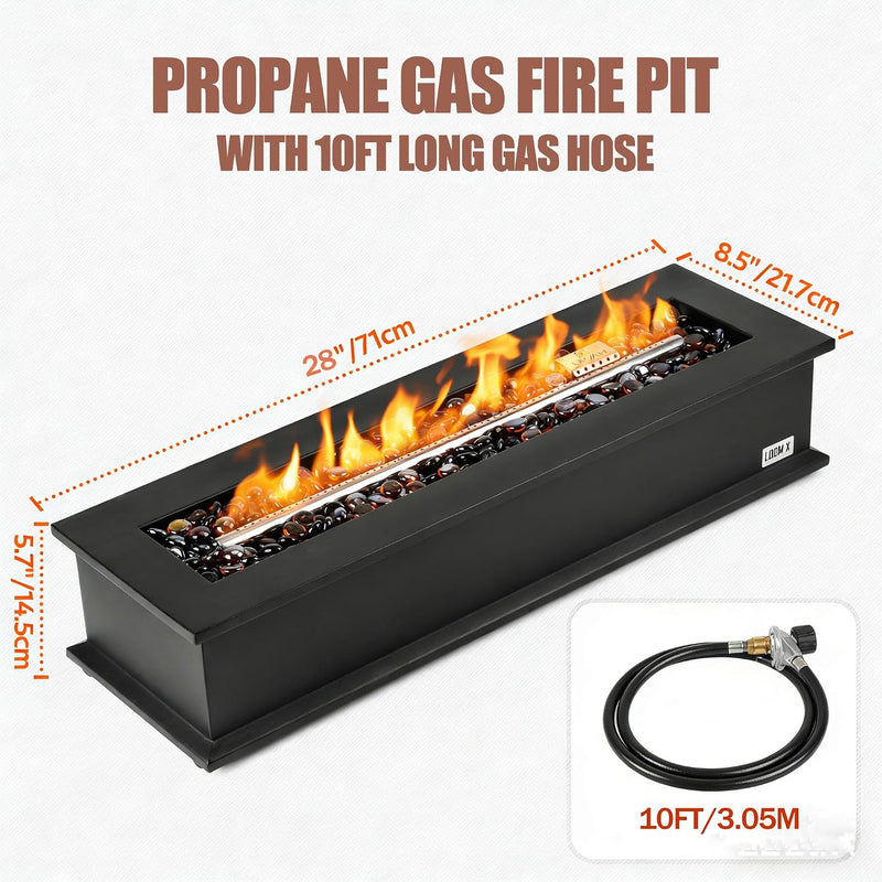 28 Inch Propane Fire Pit, 40,000 BTU with Hose and Covers photo 2