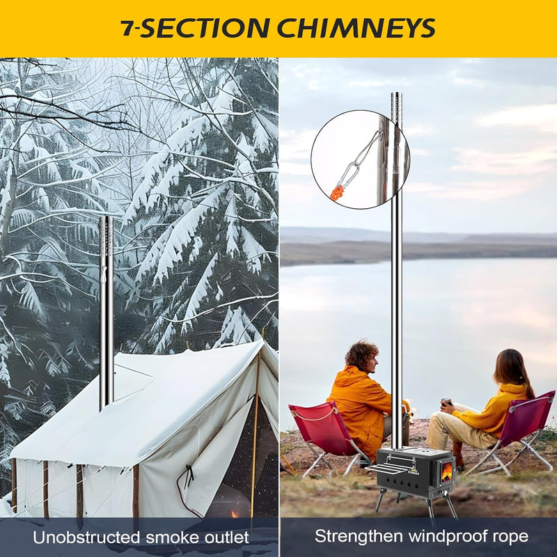Hot Tent Wood Stove with 6 ft Chimney, Heats 200 sq ft photo 4