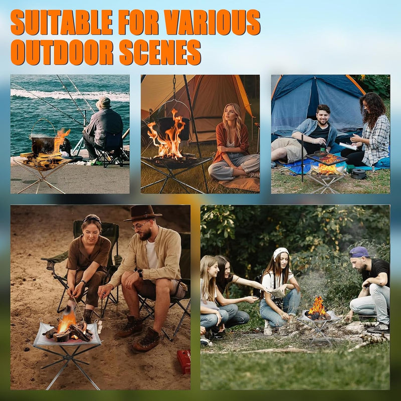Portable Fire Pit for Camping, 22 in Foldable Stainless Steel photo 9