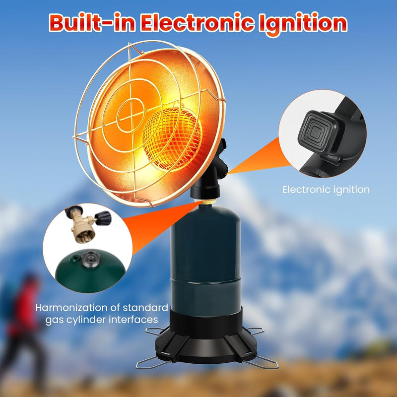 Portable Propane Heater, 6,500 BTU Tank Top Camping Heater photo 5