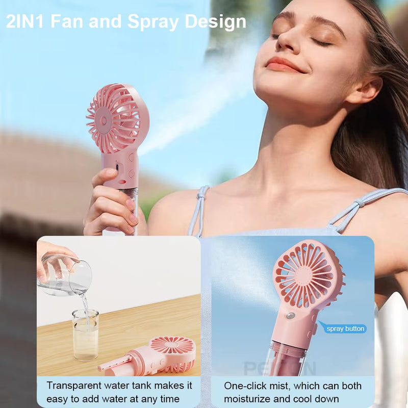 Handheld Misting Fan, Rechargeable USB Mini Fan photo 4