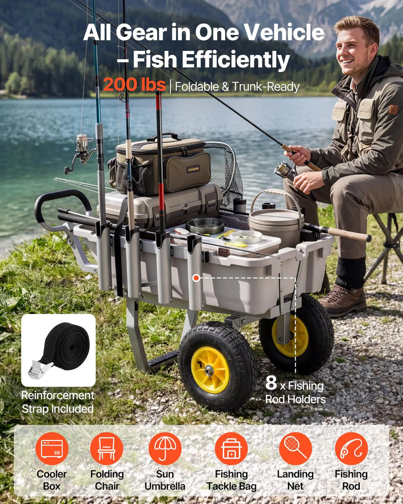 Vevor Beach Fishing Cart, 200 lb Capacity, 8 Rod Holders photo 3
