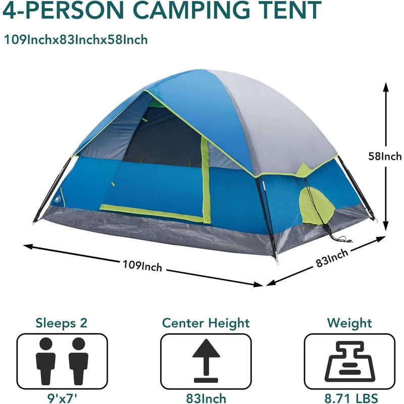 Lightweight 2 or 4 Person Dome Tent, 5.8 lb photo 5