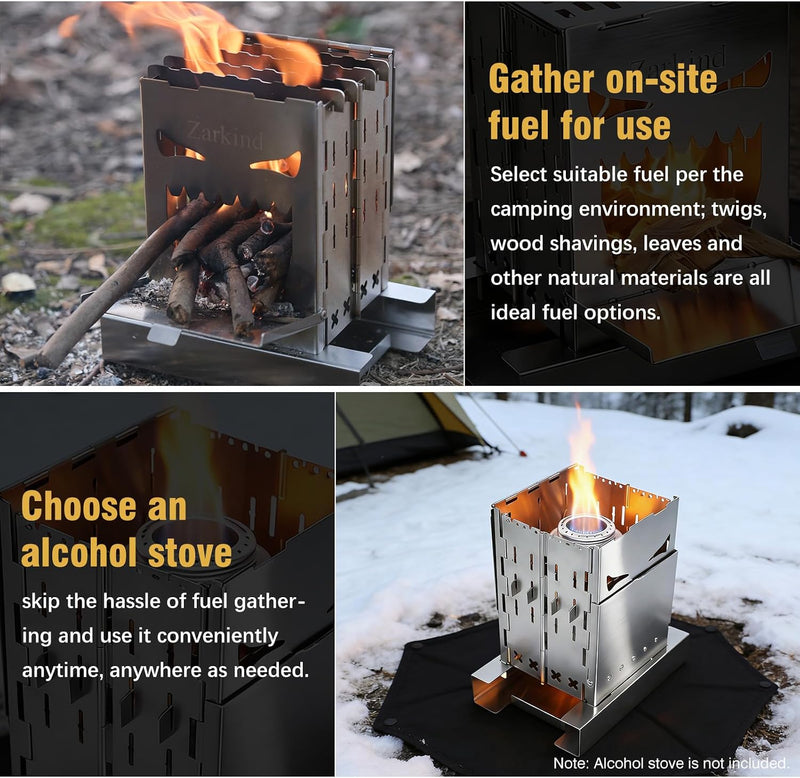 Folding Wood Burning Camp Stove, Stainless Survival Stove photo 2
