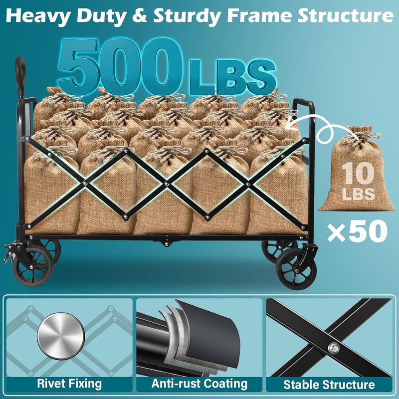 Collapsible Wagon Cart with All Terrain Wheels, Heavy Duty photo 11