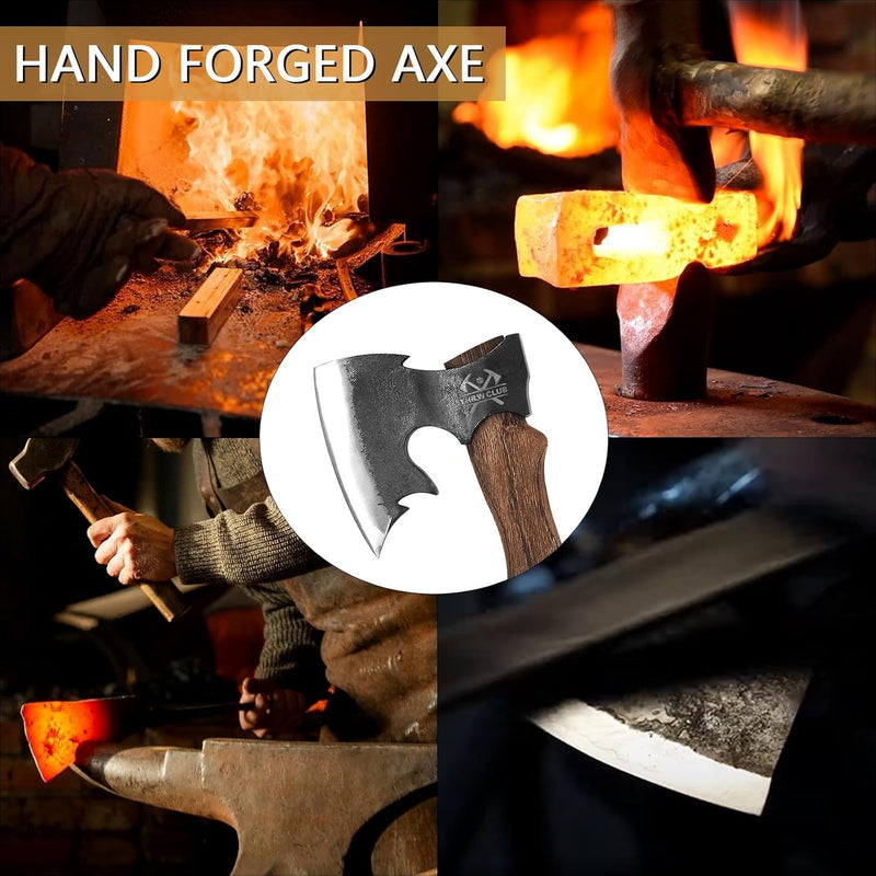 Hand Forged Camping Hatchet, 1065 Carbon Steel with Sheath photo 6