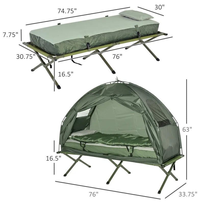 Outsunny Folding Camping Cot Set with Tent and Sleeping Bag photo 7