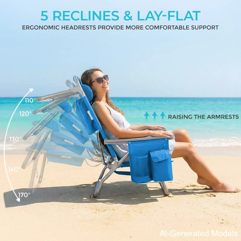 Backpack Beach Chair with 5-Position Recline and Cooler photo 7