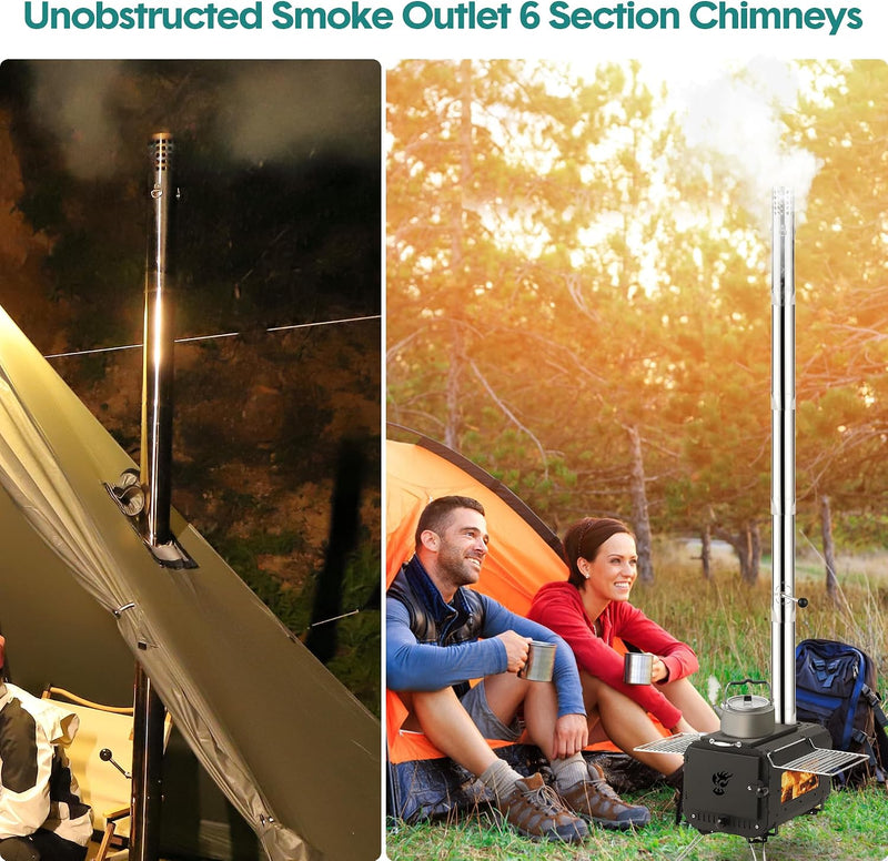 Portable Wood Stove for Tents, Folding Legs and View Glass photo 3