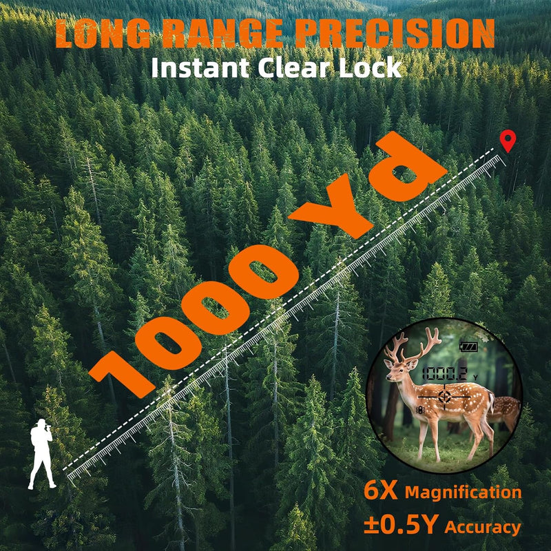 Hunting Laser Rangefinder 1000 Yards with Slope, 6X Magnification photo 3
