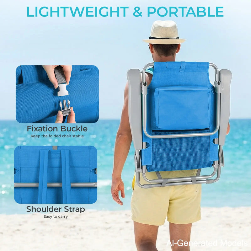 Backpack Beach Chair with 5-Position Recline and Cooler photo 6