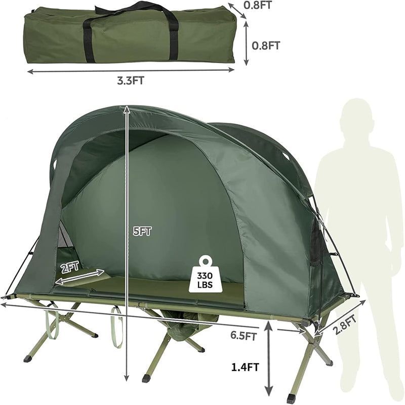 4-in-1 Camping Cot Tent, 1 Person Off-Ground Tent with Mattress photo 4