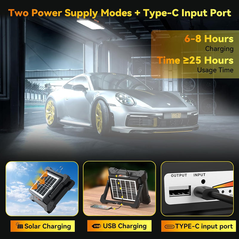 Rechargeable LED Work Light with Stand, Solar, 42,000mAh photo 3