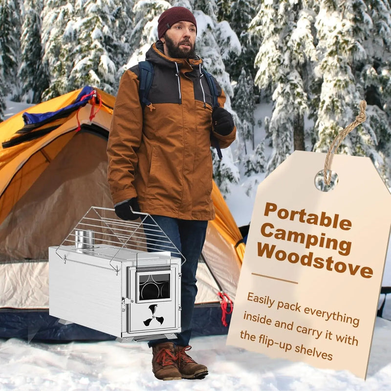 Docred Portable Camping Wood Stove with Chimney and Grill photo 9
