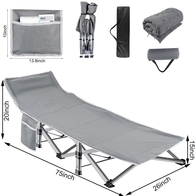 Folding Camping Cot for Adults, 500 lb with Mattress Pad photo 3