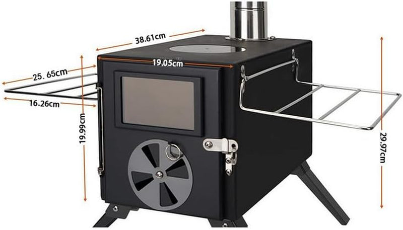 Portable Wood Stove for Hot Tents, Carbon Steel with Pipes photo 3