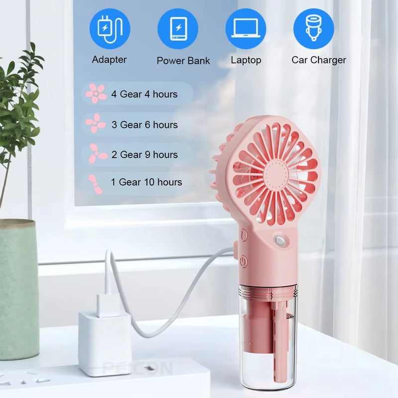Handheld Misting Fan, Rechargeable USB Mini Fan photo 6