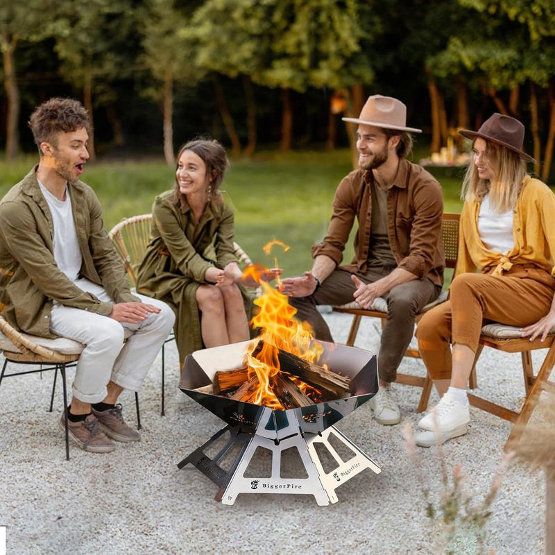 Portable Fire Pit, Folding Stainless Steel with Grill Grate photo 7