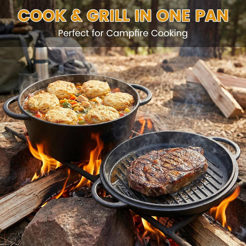 Cast Iron Dutch Oven with Skillet Lid, Pre-Seasoned 2-in-1 Set photo 4