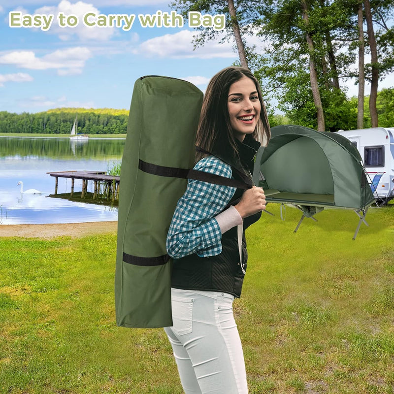 4-in-1 Camping Cot Tent, 1 Person Off-Ground Tent with Mattress photo 8