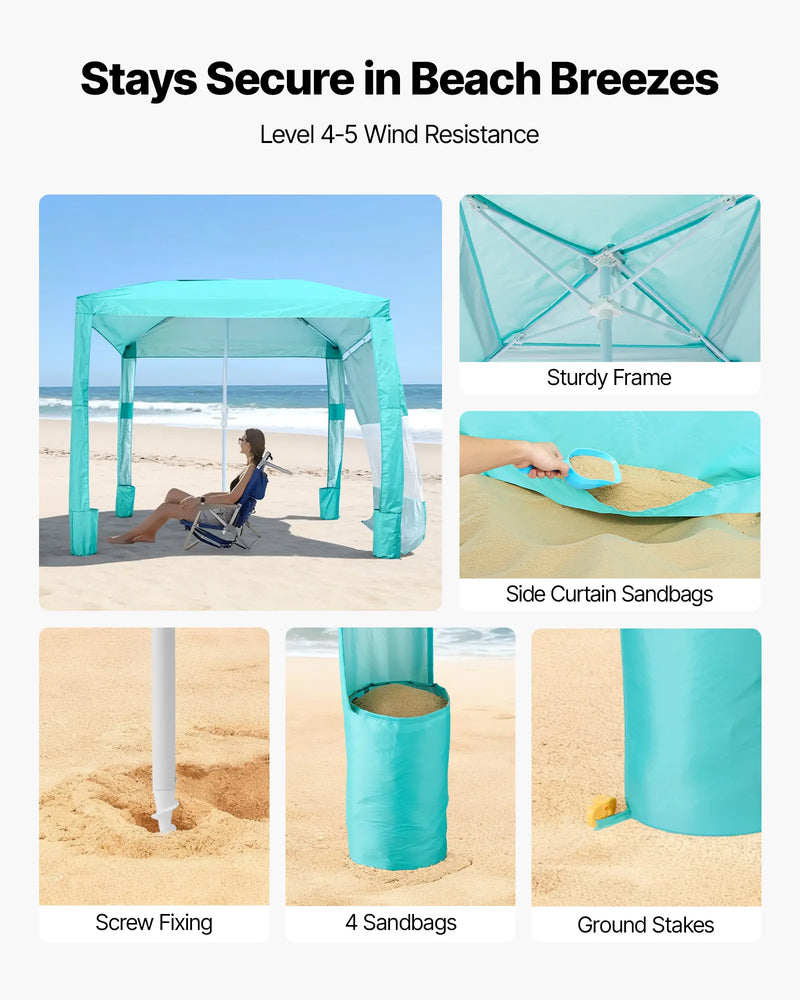 8x8 ft Beach Cabana Sun Shelter, UPF 50+ photo 3