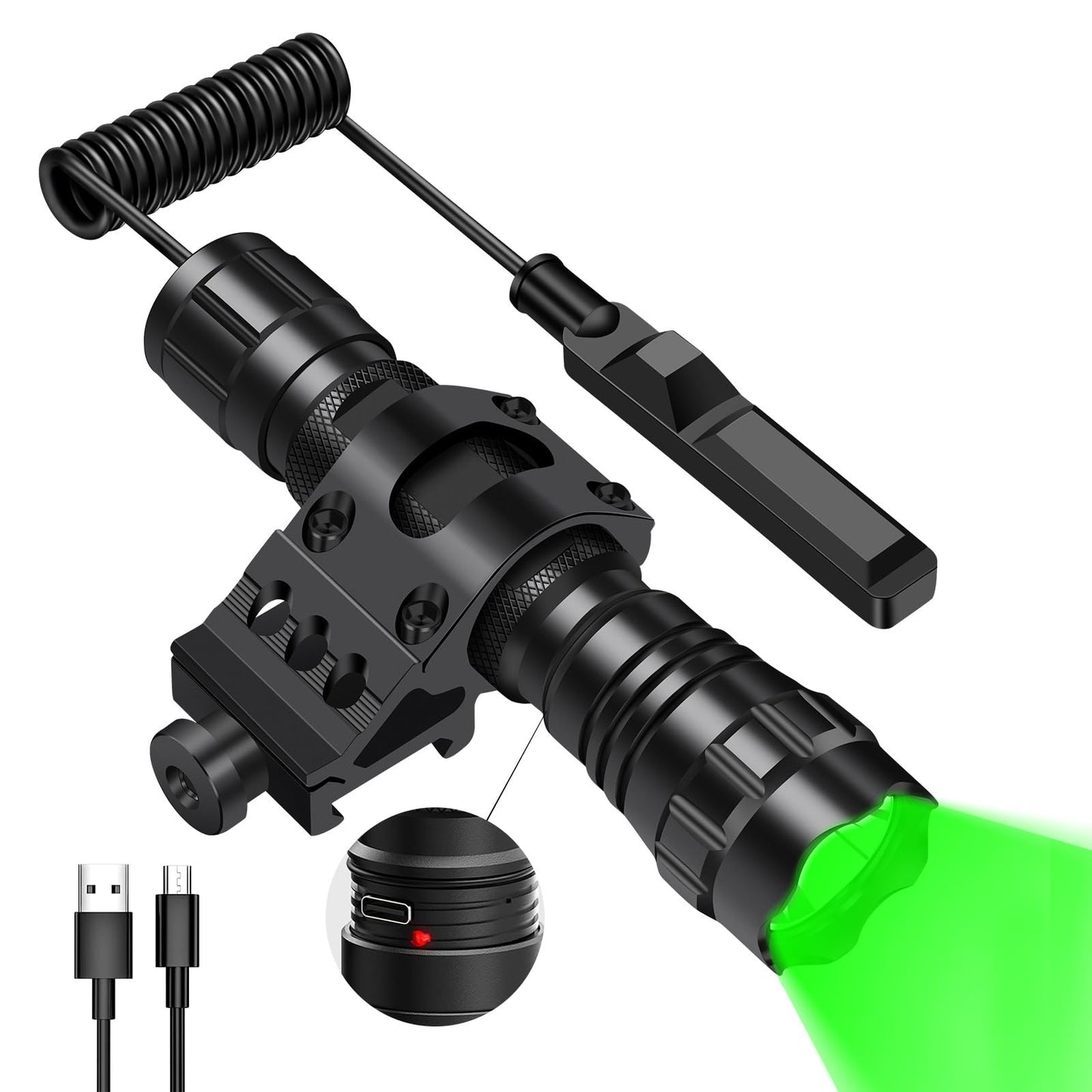 WINDFIRE Green Hunting Flashlight Rechargeable Tactical
