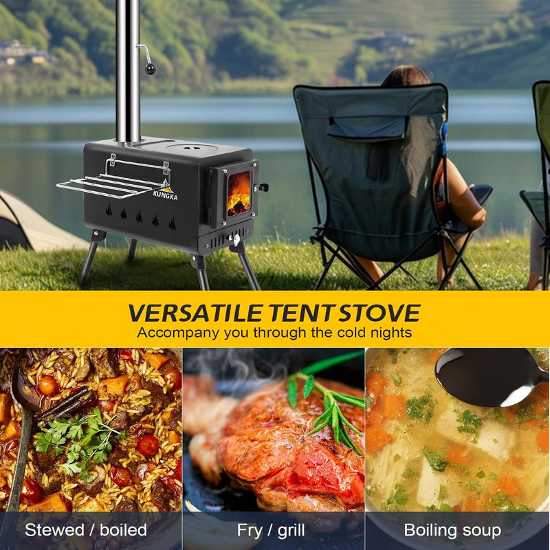 Hot Tent Wood Stove with 6 ft Chimney, Heats 200 sq ft photo 3
