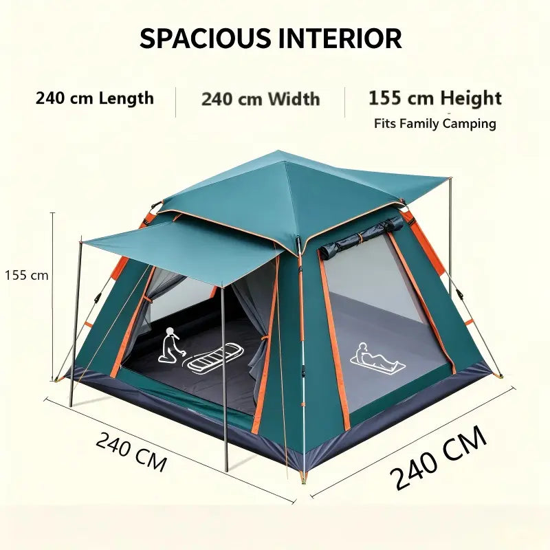 4-6 Person Automatic Pop-Up Tent, UV Protection photo 3