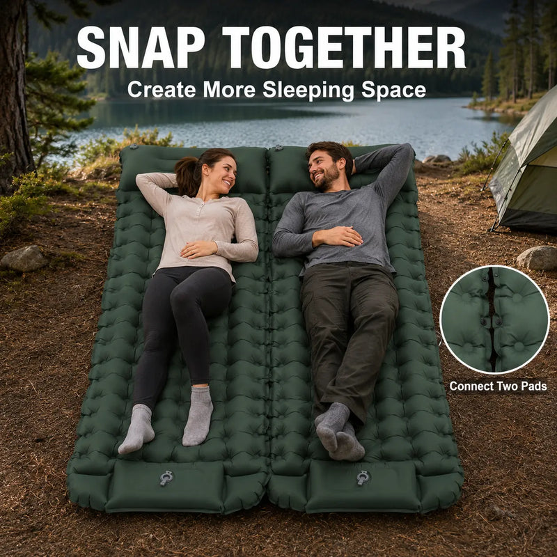 Inflatable Sleeping Pad with Built-in Pillow and Pump photo 8