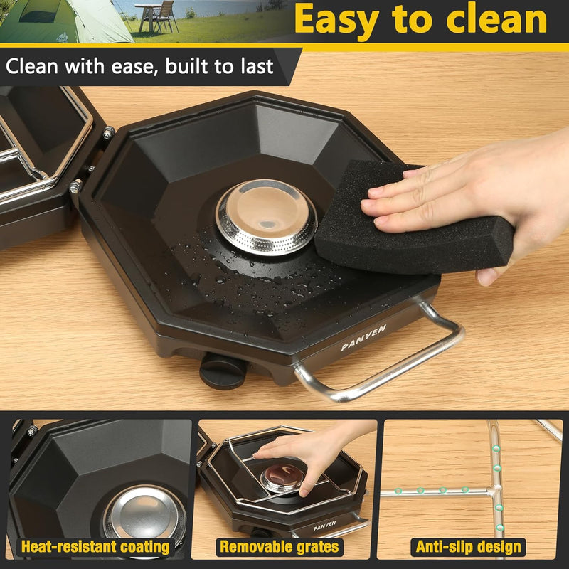 2-Burner Propane Camp Stove, 20,000 BTU with Windscreen photo 3