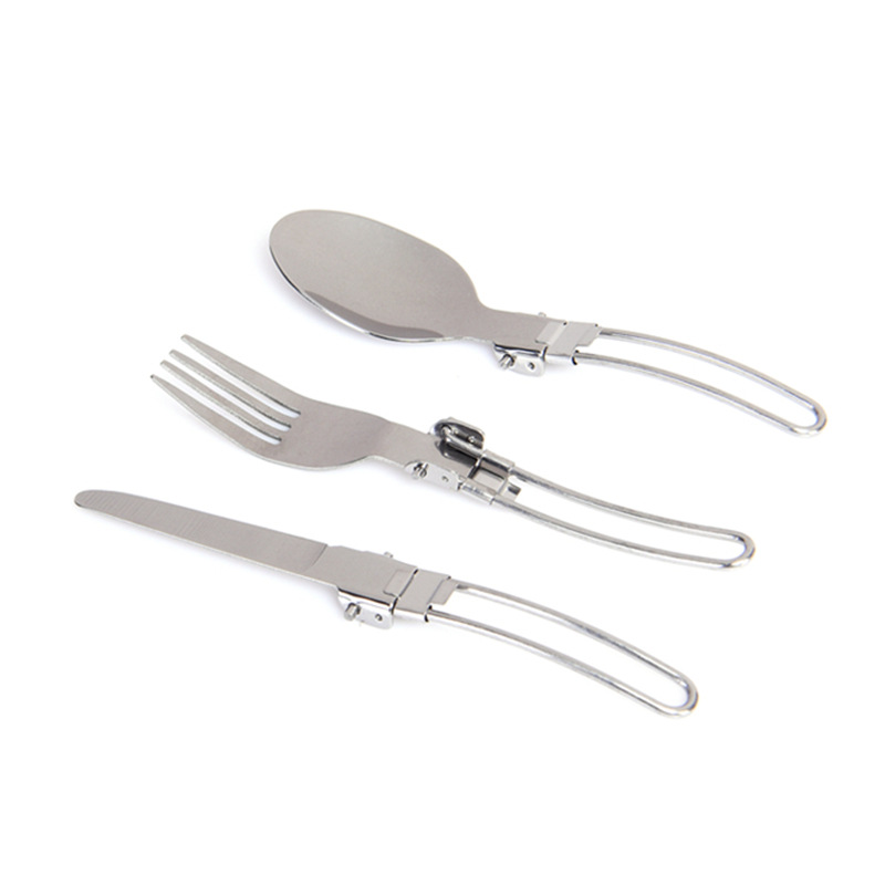 Folding Camping Cutlery Set, Stainless Steel 3-Piece photo 6