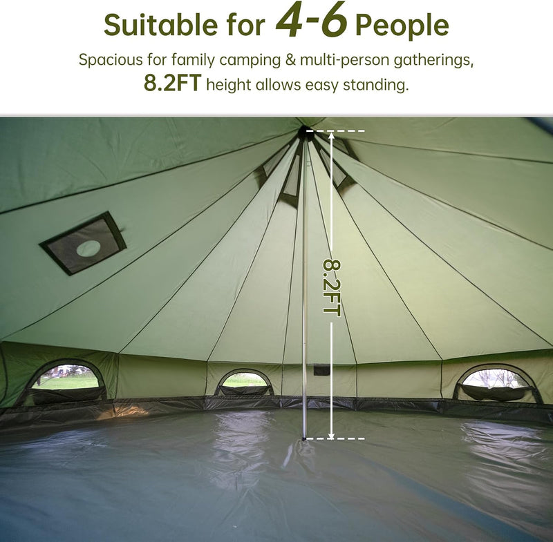 Bell Tent with Stove Jack, 4-8 Person 4-Season Yurt Tent photo 3