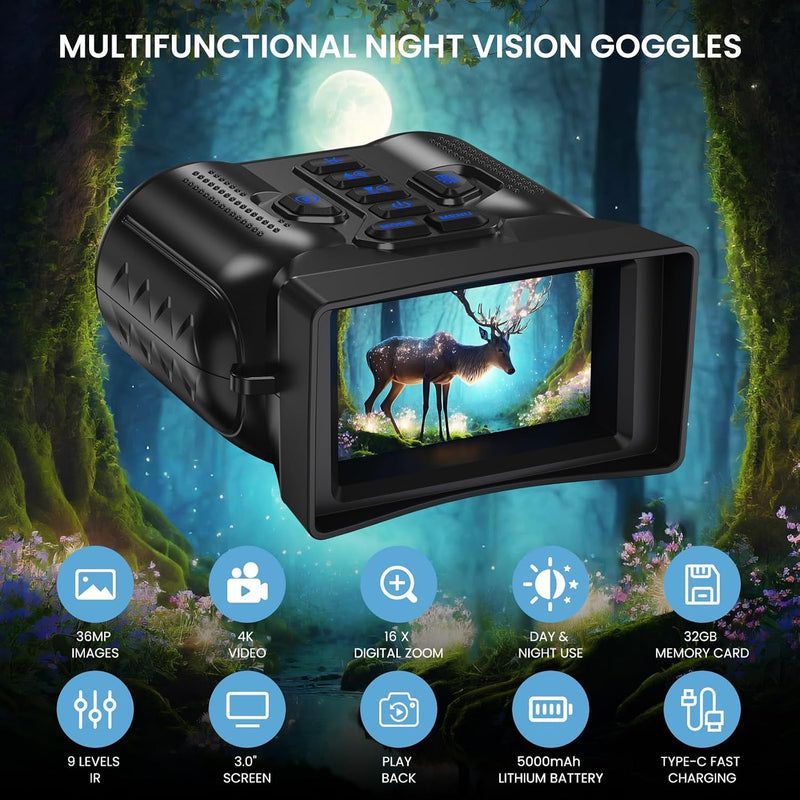 Night Vision Binoculars for Adults, 4K Video, 1000 ft Range photo 6