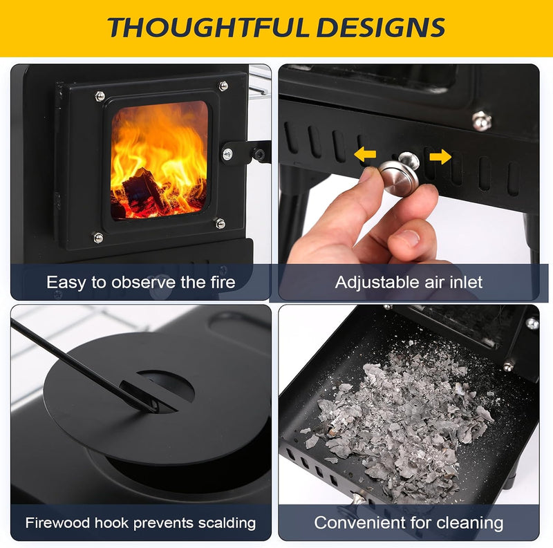 Hot Tent Wood Stove with 6 ft Chimney, Heats 200 sq ft photo 2