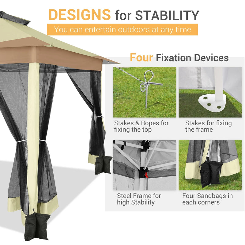 12x12 Pop Up Gazebo with Mosquito Netting, Vented Top Canopy photo 5