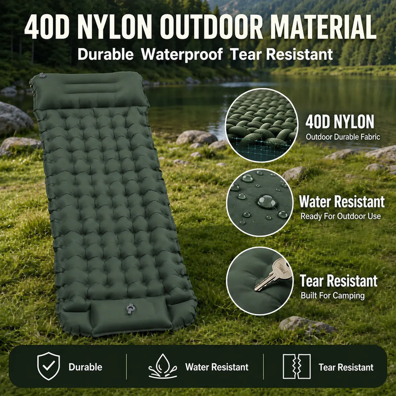 Inflatable Sleeping Pad with Built-in Pillow and Pump photo 7