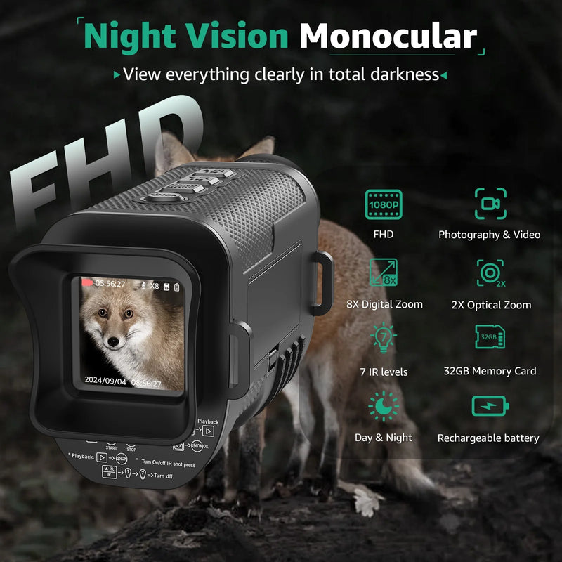 Digital Night Vision Monocular, 8X Zoom, Photo and Video, 32GB photo 2