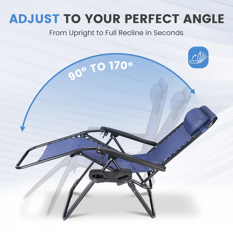 Zero Gravity Camping Chairs, 2 Pack with Cup Holder Trays photo 2