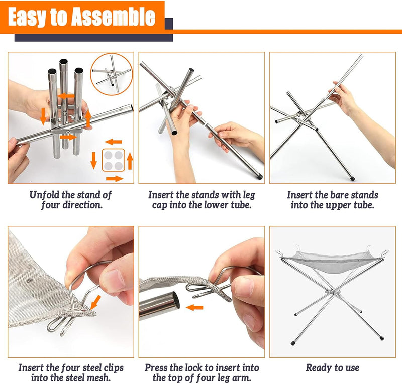Portable Fire Pit for Camping, 22 in Foldable Stainless Steel photo 5