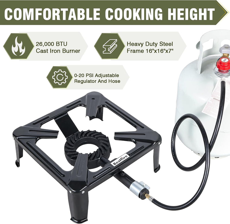 High Pressure Propane Burner with 16-Inch Steel Cooktop photo 5