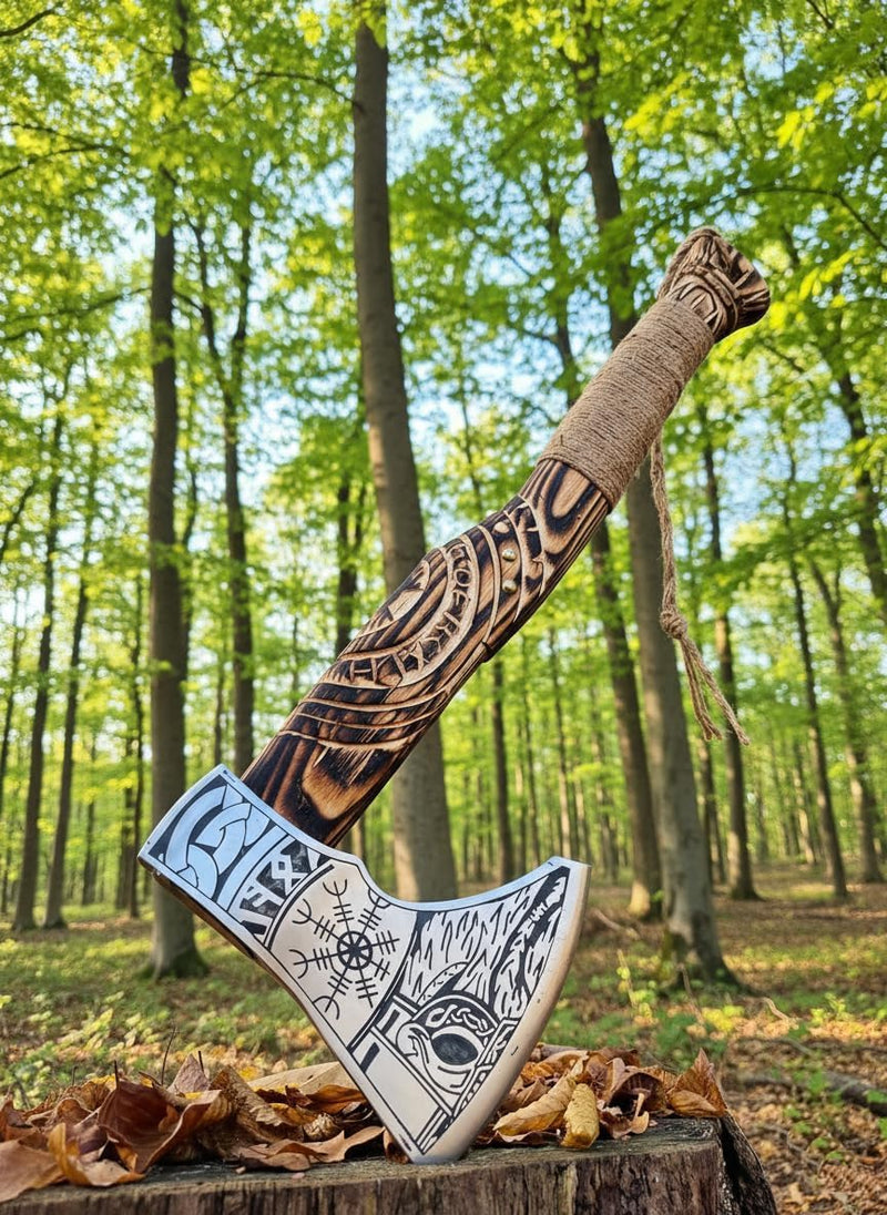 Hand Forged Viking Axe with Leather Sheath, 20 in Bearded Axe photo 3