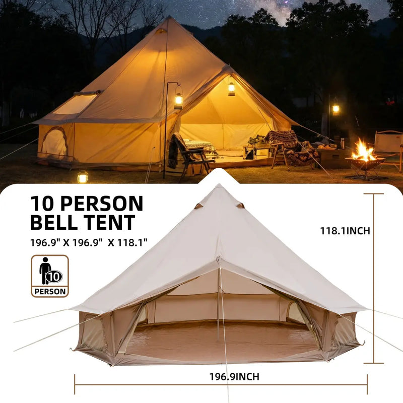 16.4 ft Bell Tent with Stove Jack, Sleeps 10 photo 3