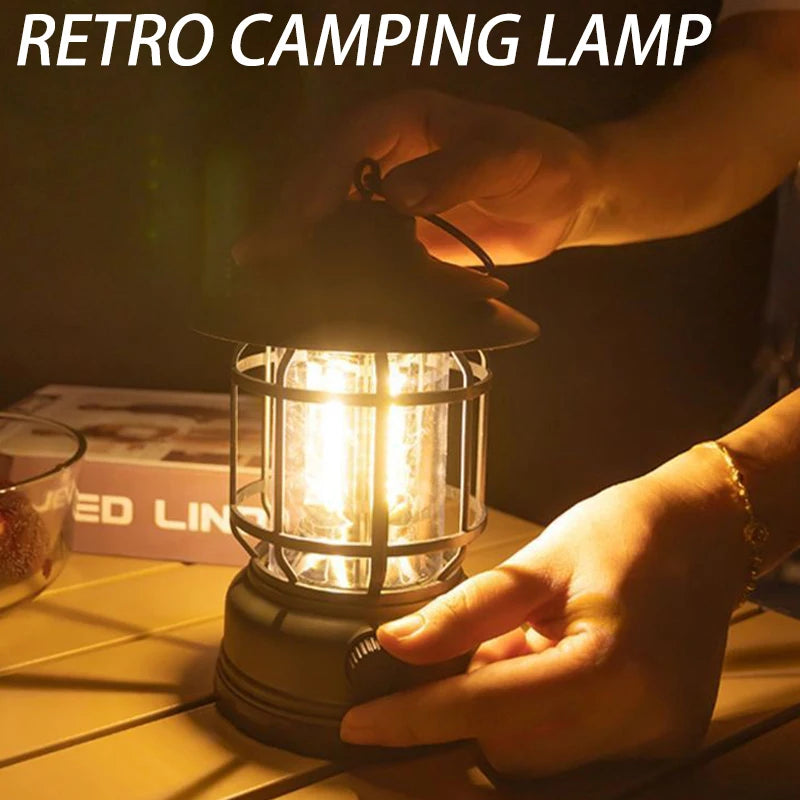 Retro COB Camping Lantern, USB Rechargeable photo 3