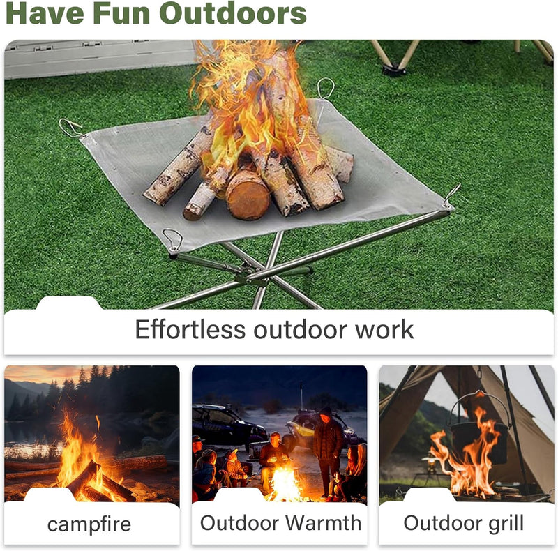 Folding Fire Pit, 22 in Portable Steel Mesh with Carry Bag photo 6