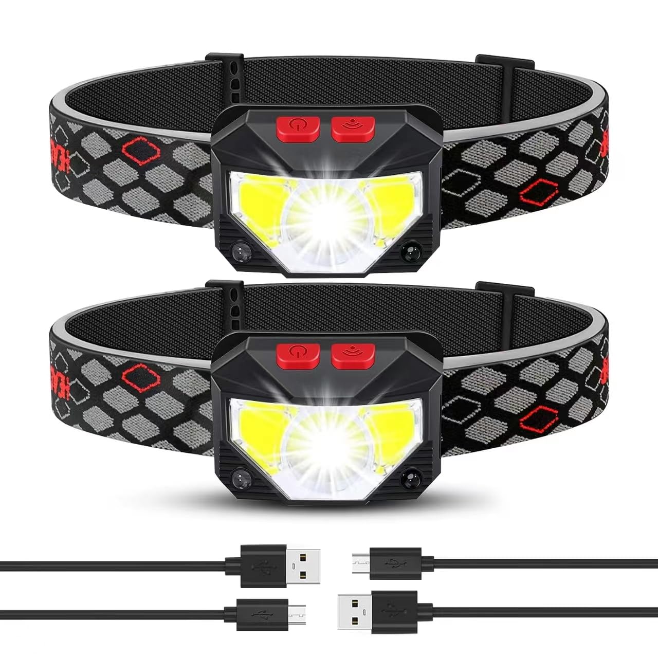 Headlamp Rechargeable 2 Pack Bright LED Head Lamp Outdoor