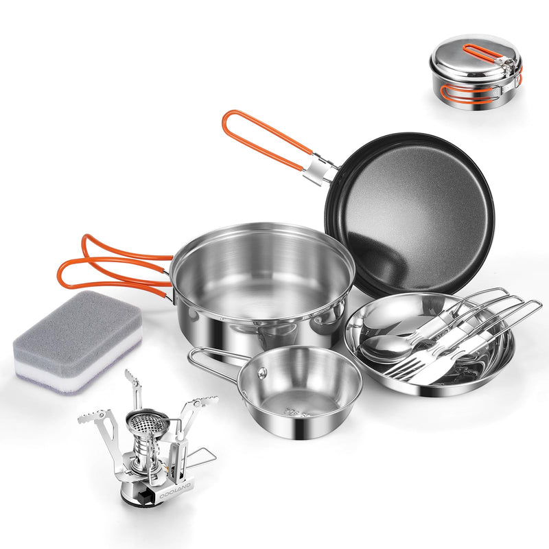 10-Piece Stainless Steel Camping Cookware Set photo 2